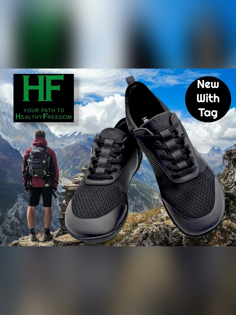 NWT Hike Footwear HF Size Men 11 | Women 13 Black Knit Mesh Barefoot Sneakers
